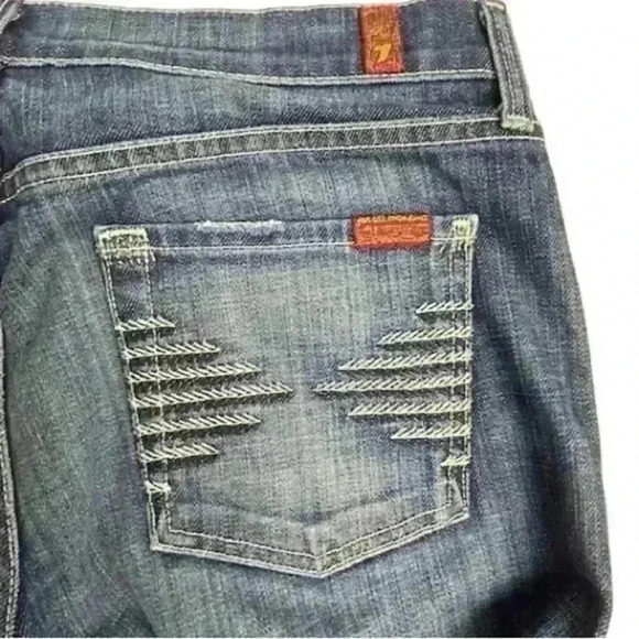 7 For All Mankind Women's Bootcut Jeans Size 28 Dark Blue Stretch Denim - Picture 6 of 16